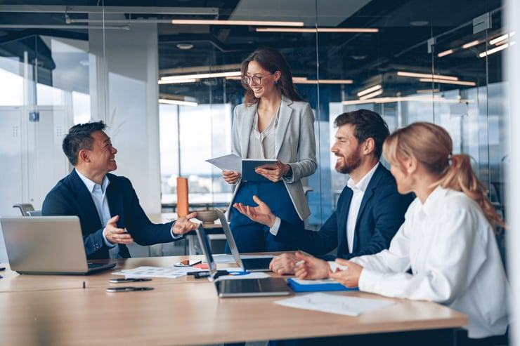 Woman managing staff
