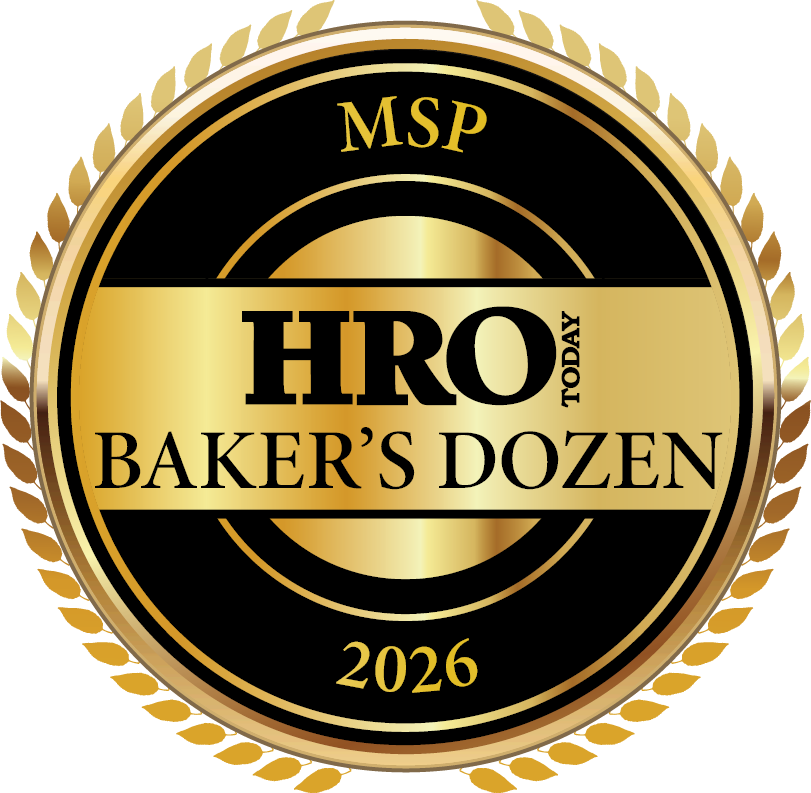 Gold-and-black HRO Today 2026 Baker’s Dozen MSP award emblem recognizing Trio Workforce Solutions for client satisfaction in contingent workforce management and MSP services.